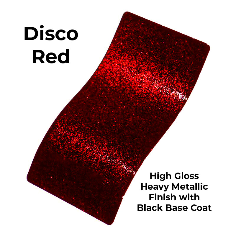 color panel of Disco Red color finish that has a high gloss heavy red metallic finish