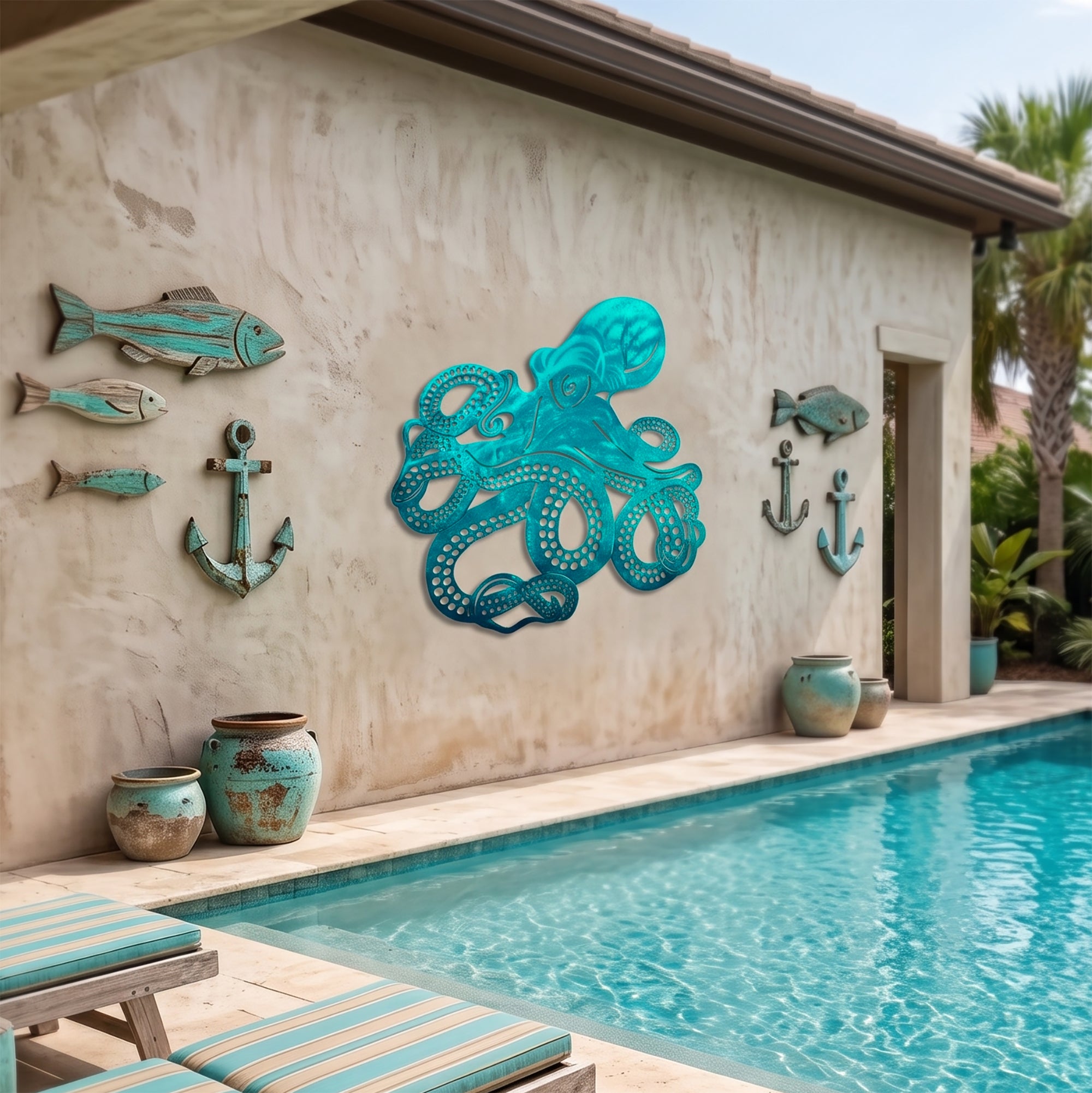 Spiraling Octopus Metal Wall Art