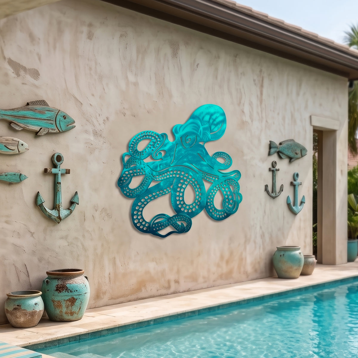 Spiraling Octopus Metal Wall Art