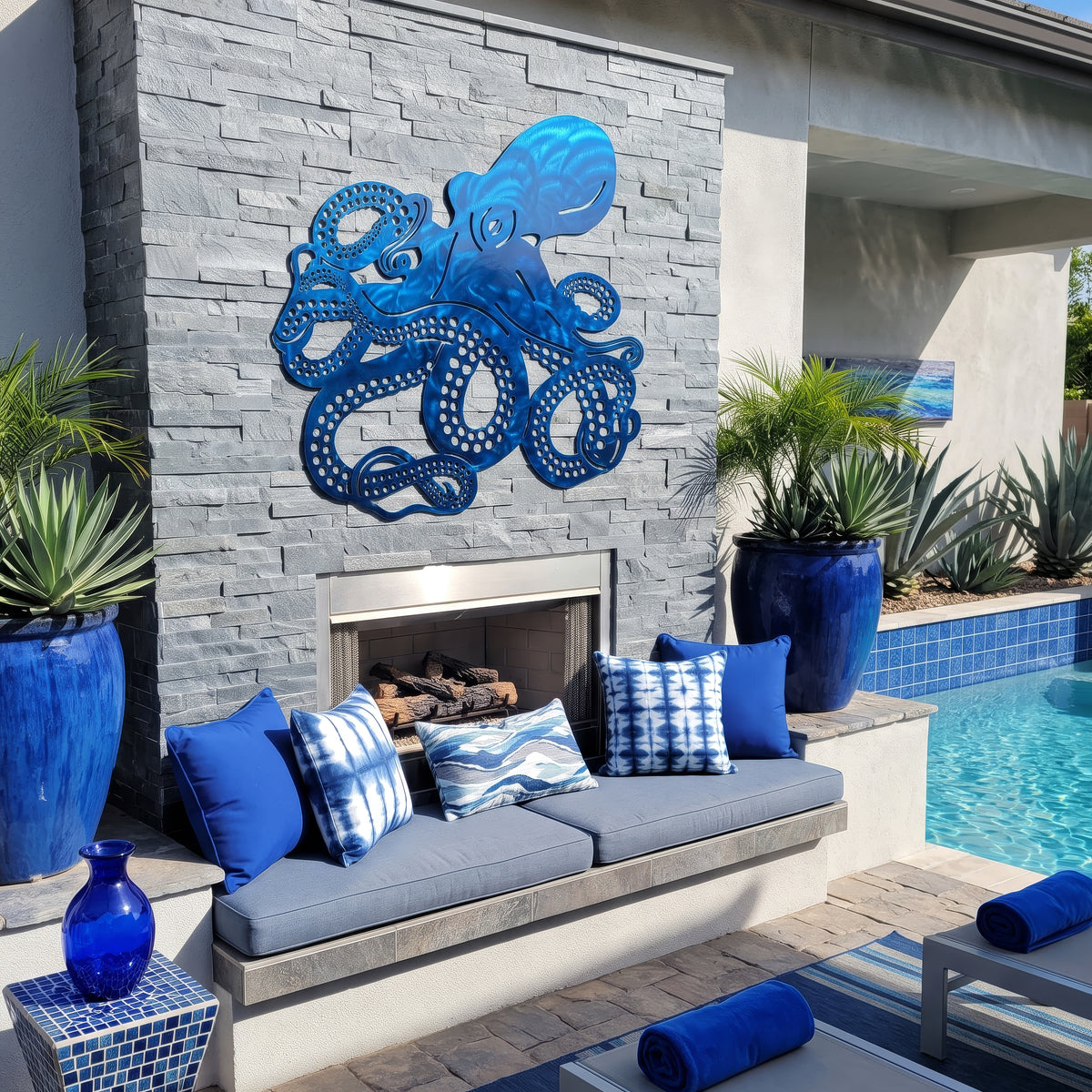 Spiraling Octopus Metal Wall Art