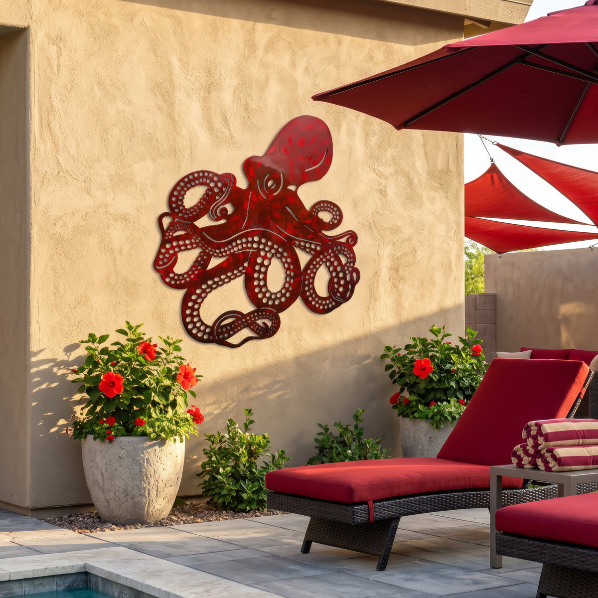 Spiraling Octopus Metal Wall Art