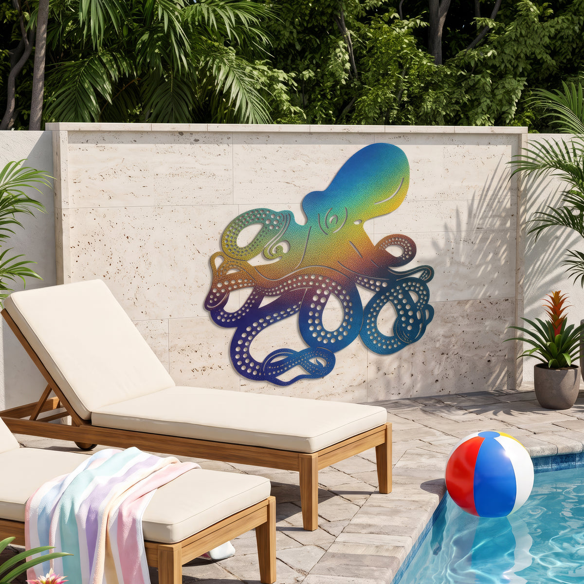 Spiraling Octopus Metal Wall Art