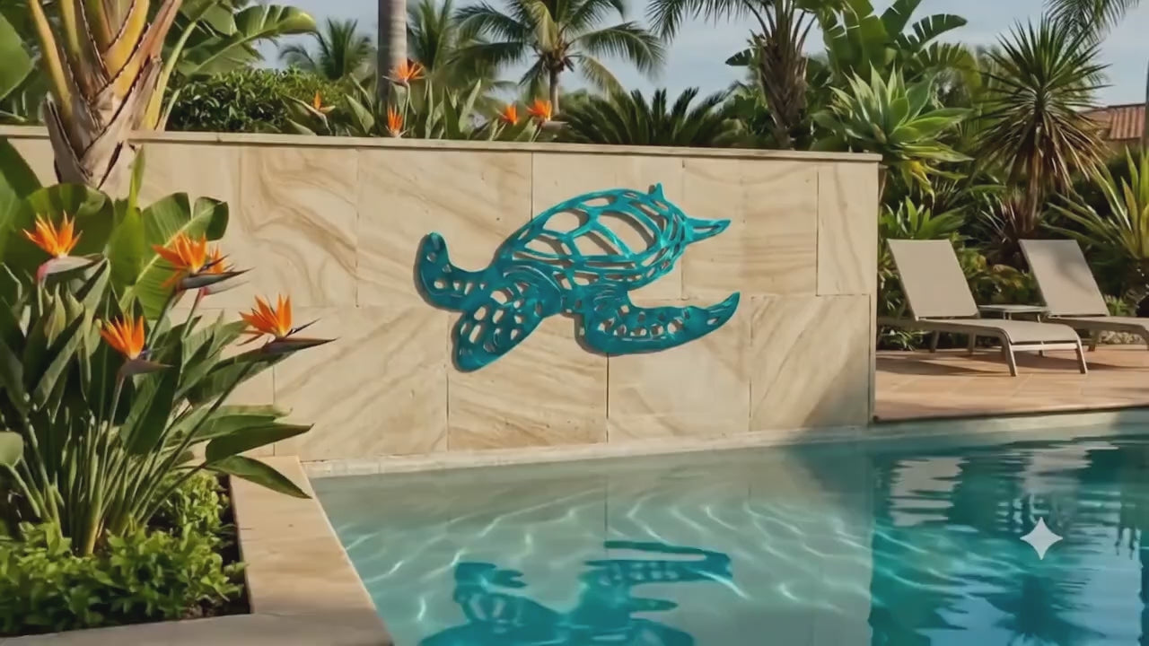 Swimming Sea Turtle Metal Wall Art